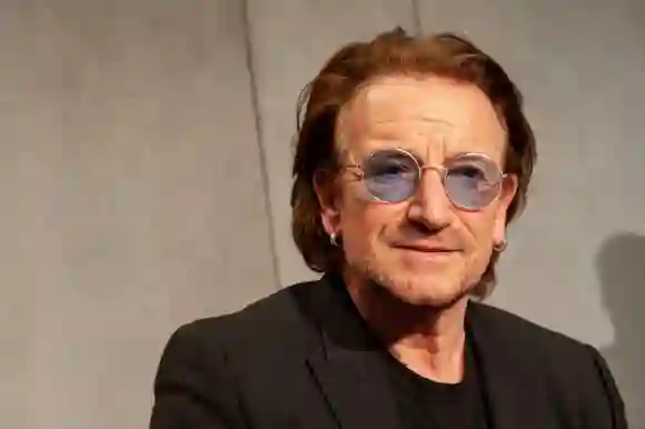 Bono, Frontsänger der Rockband U2, bei einer Pressekonferenz 2018