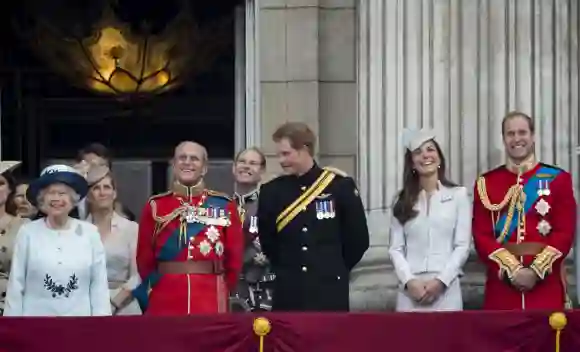 Die britische Königsfamilie am 88. Geburtstag von Königin Elisabeth II. im Jahr 2014