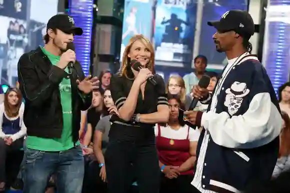 Cameron Diaz, Ashton Kutcher und Snoop Dogg bei MTV TRL
