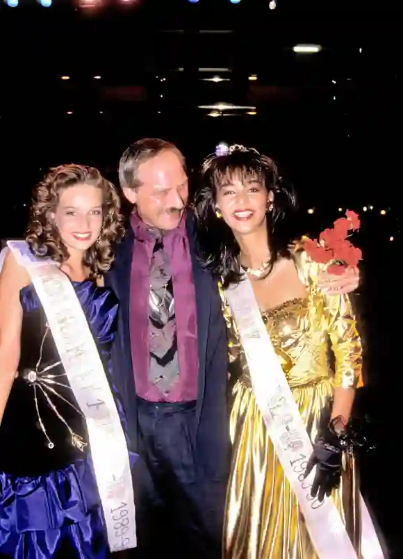 Christiane Stöcker, Dieter Rissen und Verona Pooth bei der Wahl zur Miss Germany 1989