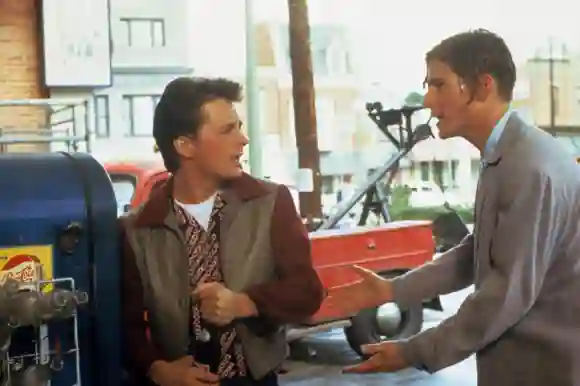 Michael J. Fox und Crispin Glover in „Zurück in die Zukunft“