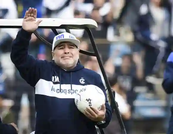Diego Maradona bei der Verkündung seines Traineramtes bei Gimnasia y Esgrima La Plata am 8. September 2019