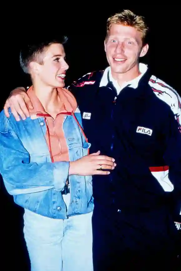 Boris Becker, deutscher Tennisspieler, mit Freundin Karen Schultz, Deutschland um 1989. Copyright: HartwigxValdmanis Nur