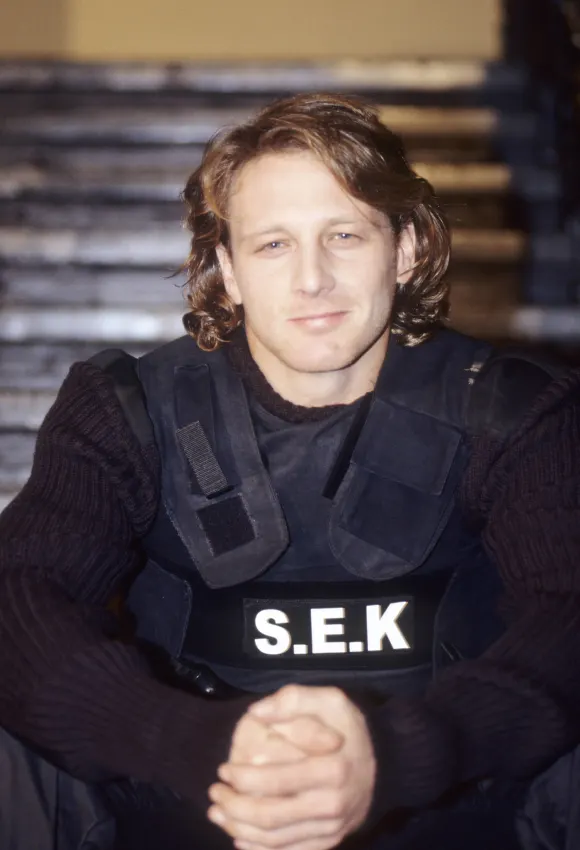 Hendrik Duryn am Set von "Team Berlin" 1999