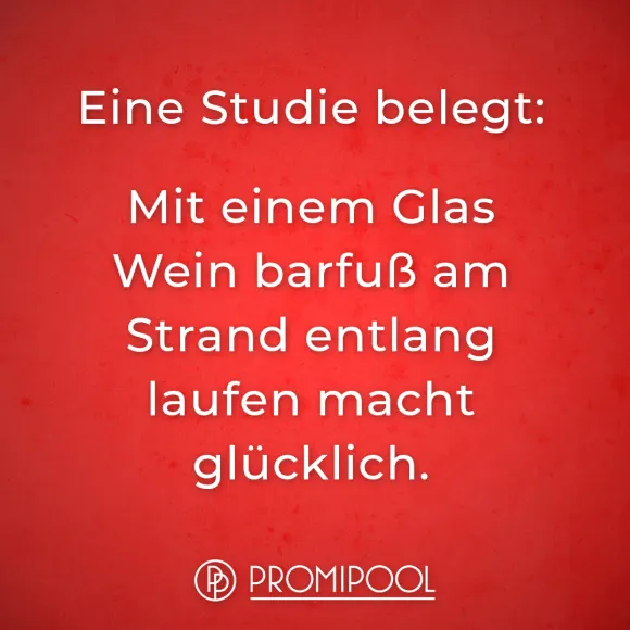 lustiger Spruch Wein barfuß Meer glücklich