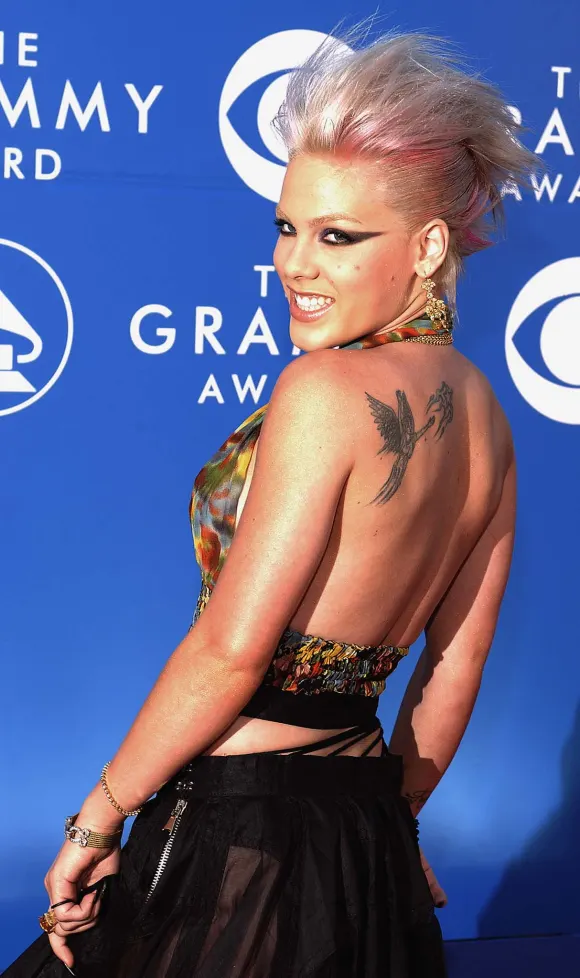 Pink kommt am 27. Februar 2002 zur 44. jährlichen Grammy-Verleihung in Los Angeles, CA.