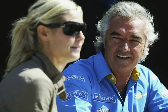 Heidi Klum und Flavio Briatore während eines Formel1-Rennens 2003