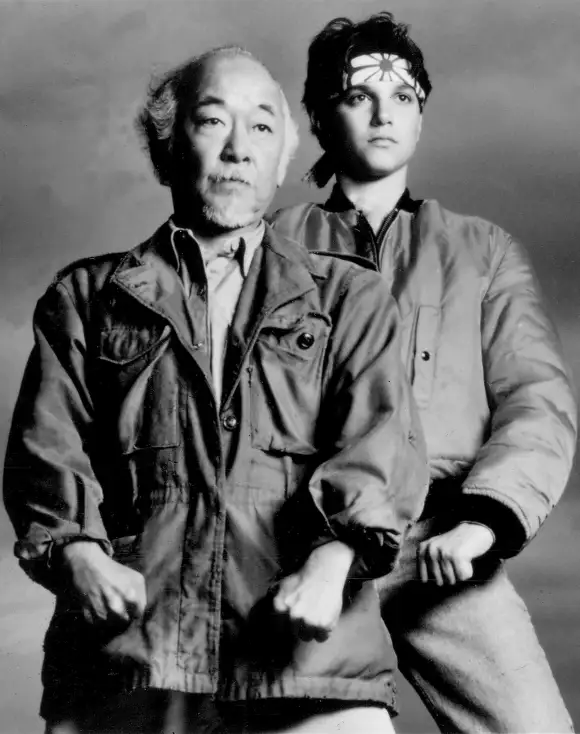 Pat Morita und Ralph Macchio