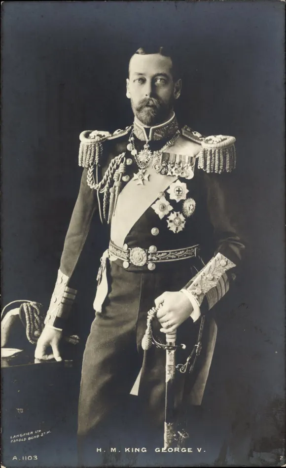 König Georg V von England Portrait Uniform Säbel Orden AUFNAHMEDATUM GESCHÄTZT