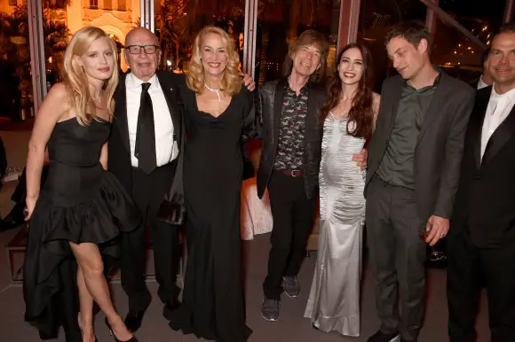 Georgia May Jagger, Rupert Murdoch, Jerry Hall, Mick Jagger,  Elizabeth Jagger und James Jagger