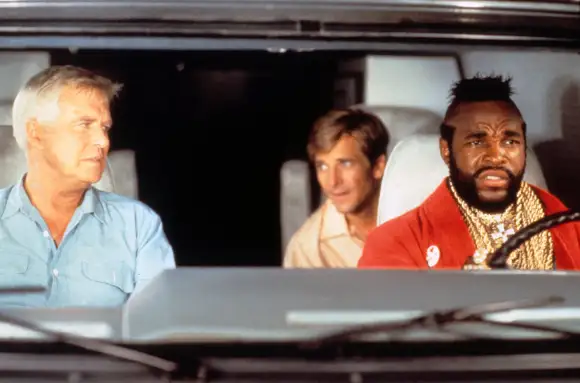 "Das A-Team": George Peppard als "Hannibal Smith", Dirk Benedict als "Faceman", Mr. T als "B.A. Baracus"
